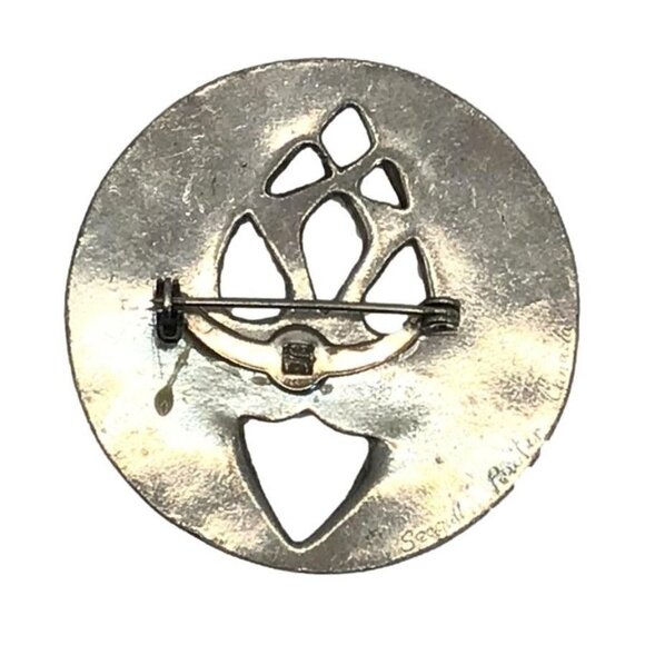 Seagull Pewter Canada Crane Bird Brooch Pin Silver Tone Signed Jewelry - Picture 2 of 2